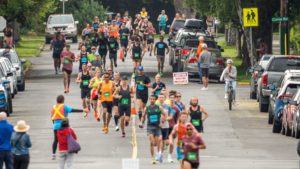 Runners running at the Oak Bay Half Marathon in Oak Bay, BC