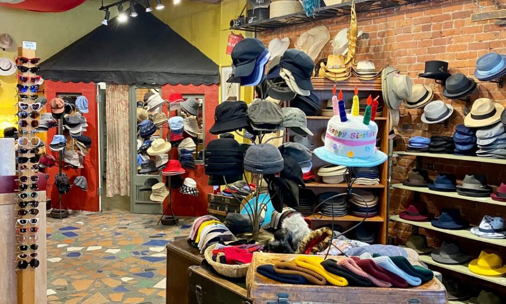 Inside of Roberta's Hats in Victoria, BC